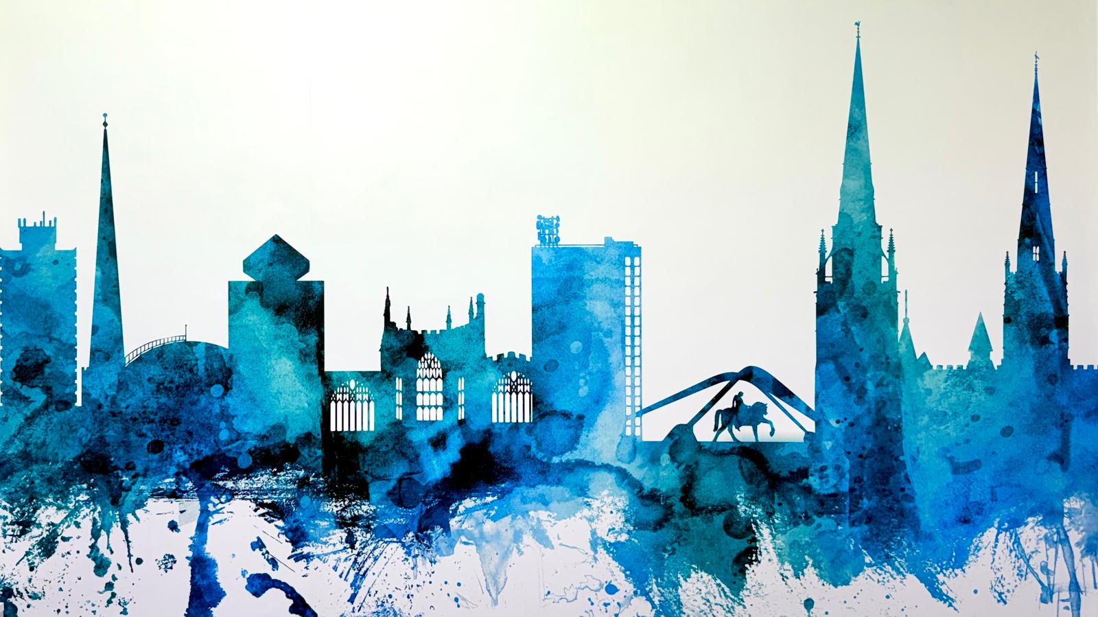 Coventry skyline watercolour — the city Alternative Estates & Financial Services calls home